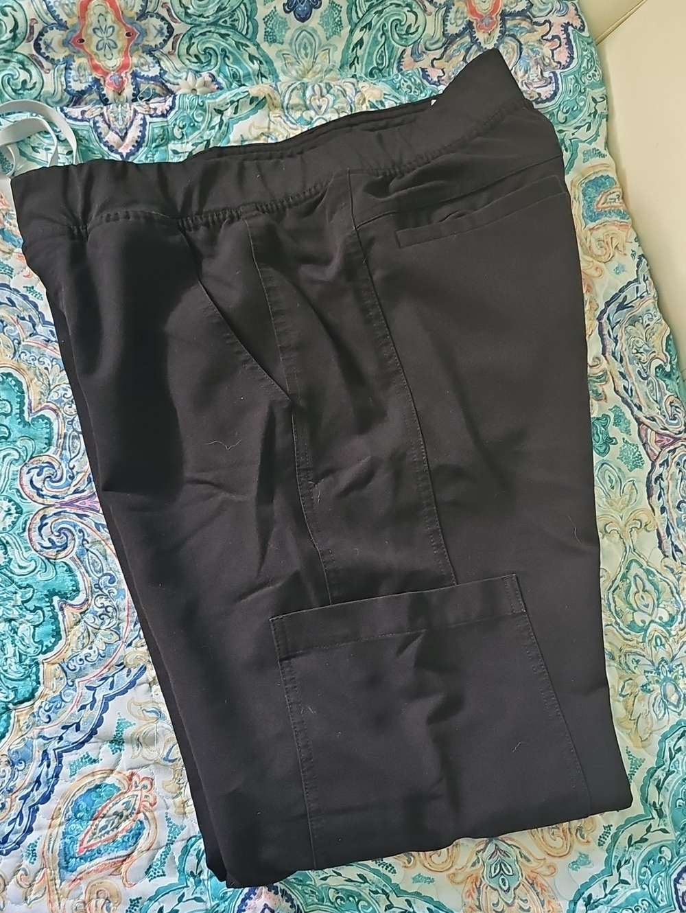 Figs Black Straight-Leg Scrub Pants Size  M /S Two Back Pockets And Side Pocket - Picture 9 of 9